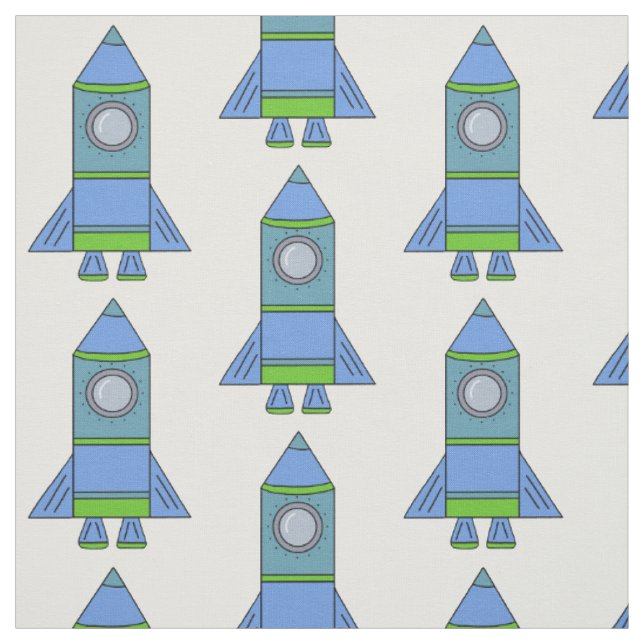 Blaue und grüne Rocket-Raum-Muster-Kinder Stoff (Muster)