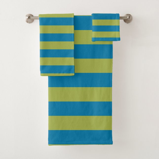Blaue und grüne Streifen Badhandtuch Set (Insitu)