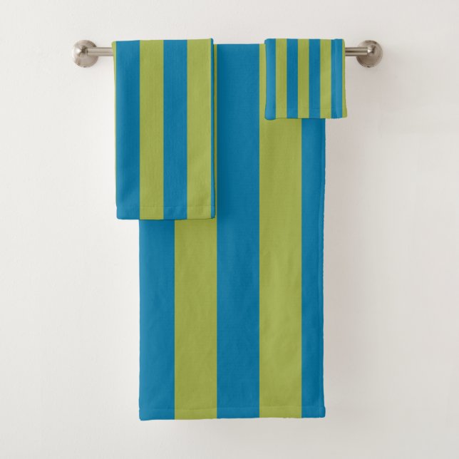 Blaue und grüne Streifen Badhandtuch Set (Insitu)