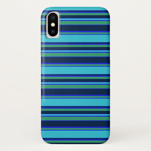 Blaue und grüne Streifen Case-Mate iPhone Hülle (Rückseite)
