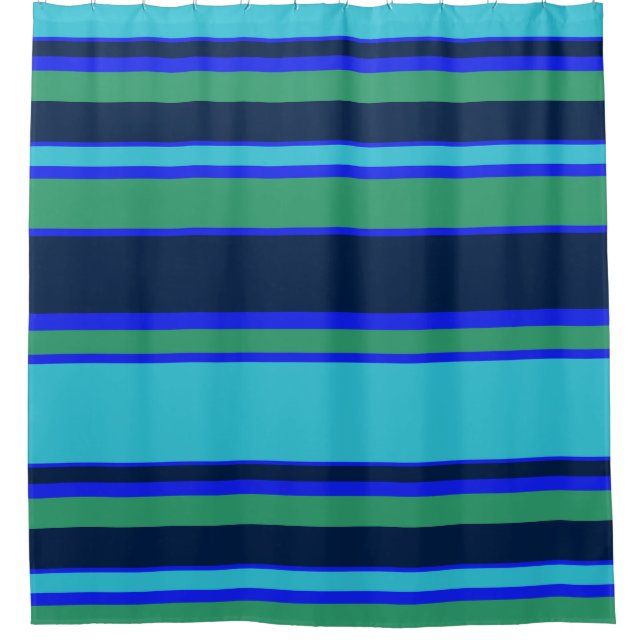 Blaue und grüne Streifen Duschvorhang (Vorderseite)