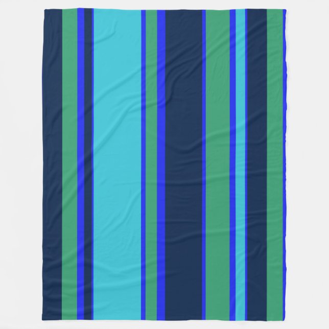 Blaue und grüne Streifen Fleecedecke (Vorderseite)