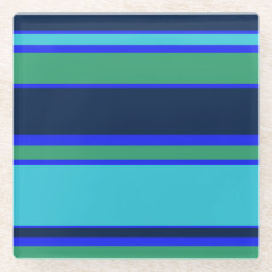 Blaue und grüne Streifen Glasuntersetzer