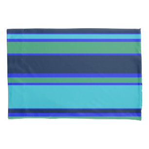 Blaue und grüne Streifen Kissenbezug