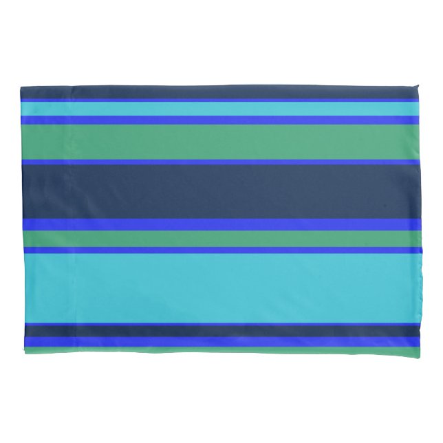 Blaue und grüne Streifen Kissenbezug (Vorderseite)
