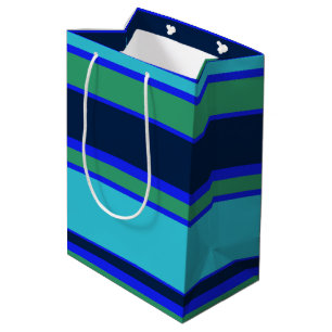 Blaue und grüne Streifen Mittlere Geschenktüte