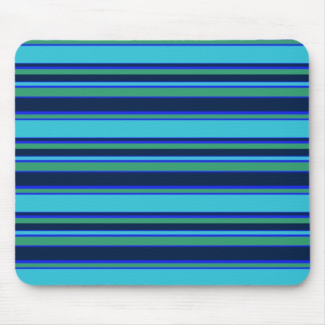 Blaue und grüne Streifen Mousepad (Vorne)