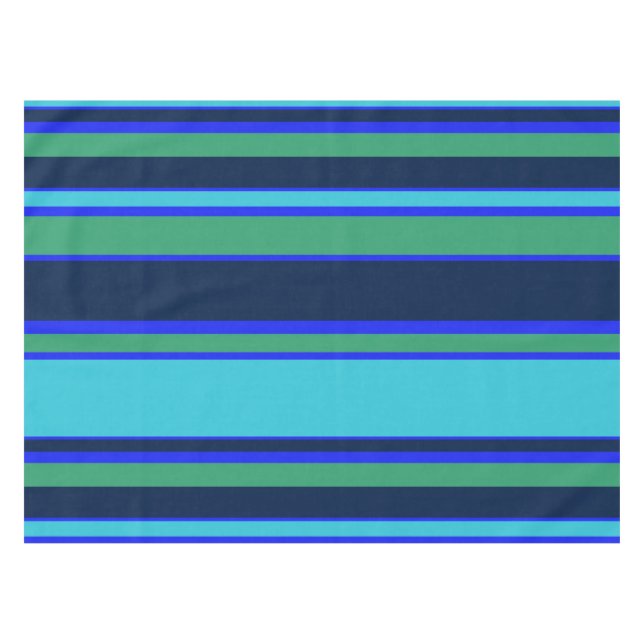 Blaue und grüne Streifen Tischdecke (Vorderseite (Horizontal))