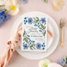 Blaue und grüne süße Country-Blumen-Baby-Party