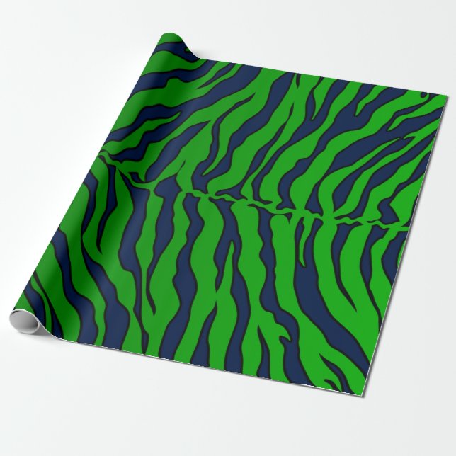 Blaue und grüne Tigerstreifen Geschenkpapier (Ungerollt)