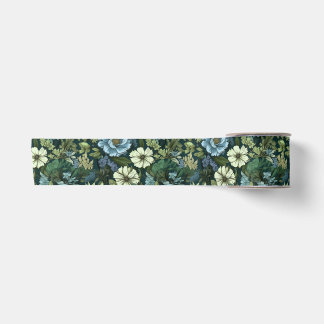 Blaue und grüne Viktorianische Wildblumen Satinband