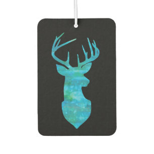Blaue und grüne Wasserfarbe Hirsche Trophäe Kunst Autolufterfrischer