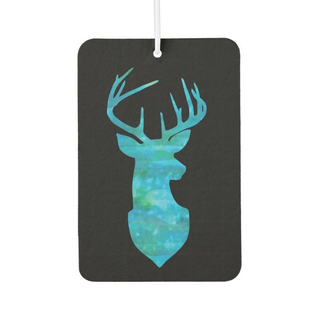 Blaue und grüne Wasserfarbe Hirsche Trophäe Kunst Autolufterfrischer (Vorderseite)