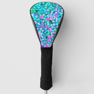 Blaue und heißrosa Sukkulenten-Sedum-Blumen Detail Golf Headcover