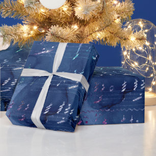 Blaue und irisierende Glitter-Meerjungfrauen-Buchs Geschenkpapier
