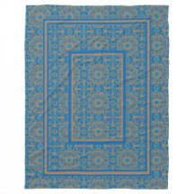 Blaue und Kupfer-Tribal-Fleece-Decke