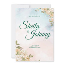 Blaue und Lachsrosa Pastell Eleganz Hochzeitseinla