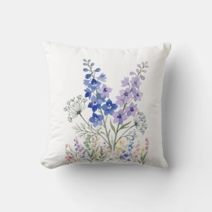 Blaue und Lavendel-Feldblumen-Kissen – Blumen D Kissen