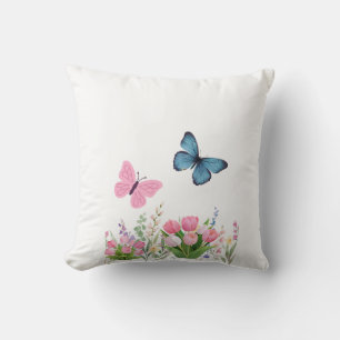 Blaue und Lavendel-Feldblumen-Kissen – Blumen D Kissen