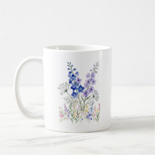 Blaue und Lavendel-Feldblumen-Tasse – Zarte Blumen Kaffeetasse