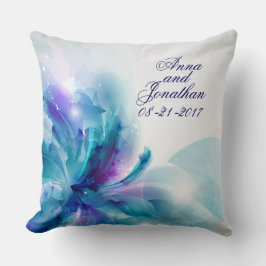 Blaue und Lila Abstrakte Blume Hochzeitskissen Kissen
