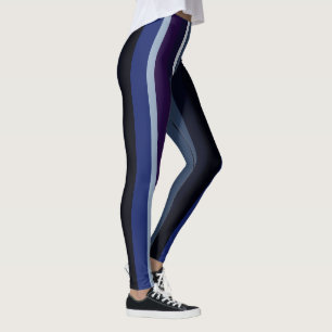 Blaue und Lila Abstrakte Streifen Leggings