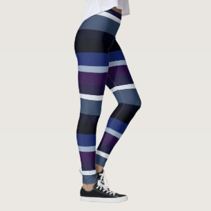 Blaue und Lila Abstrakte Streifen Leggings