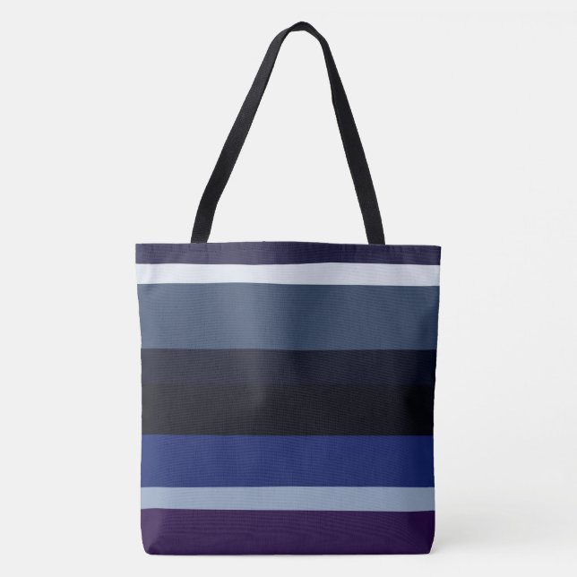 Blaue und Lila Abstrakte Streifen Tasche (Vorderseite)