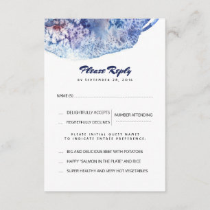 Blaue und Lila Aquarellfarben mit RSVP-Hochzeitkar RSVP Karte