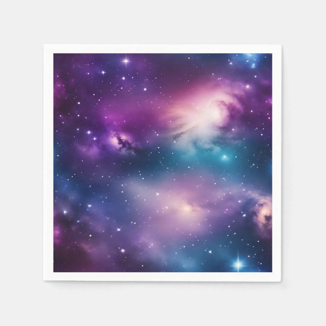 Blaue und Lila Aquarellgalaxie Serviette (Vorderseite)
