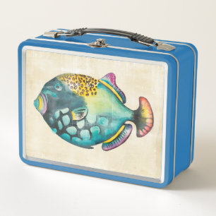 Blaue und lila Aquarium-Fische Metall Lunch Box