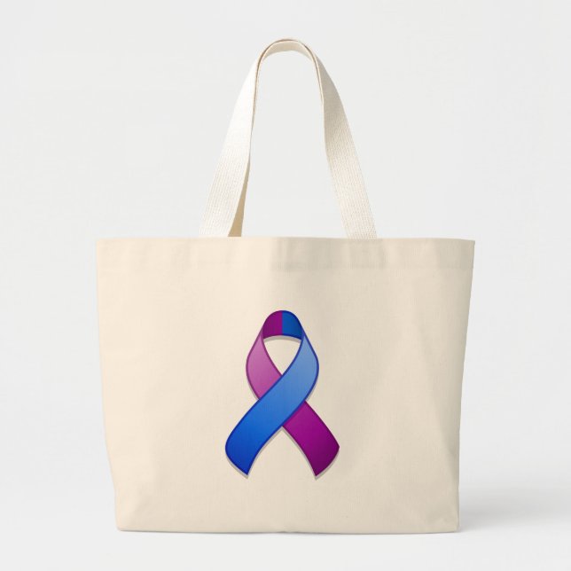 Blaue und lila Bewusstseins-Band-Tasche Jumbo Stoffbeutel (Vorne)