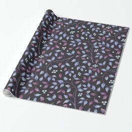 Blaue und Lila Blätter Geschenkpapier