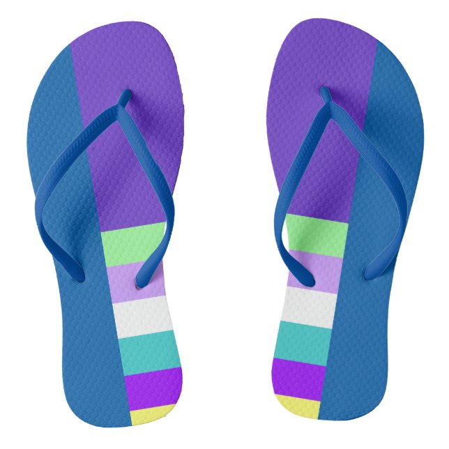 Blaue und Lila Designsandalen Flip Flops (Fußbett)