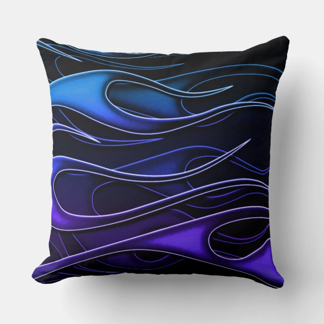 Blaue und Lila Flammen Kissen (Vorderseite)