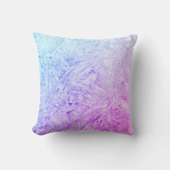Blaue und lila Frostgestaltung Kissen (Vorderseite)