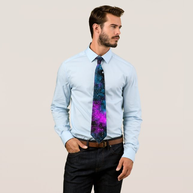 Blaue und Lila Galaxie Cosmic Space Neck Tie Krawatte (Beispiel)