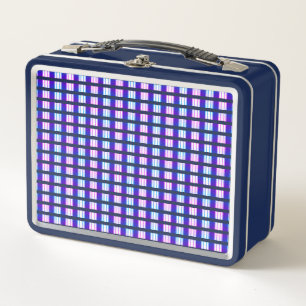 blaue und lila gestreifte elektrische Retro Metall Brotdose