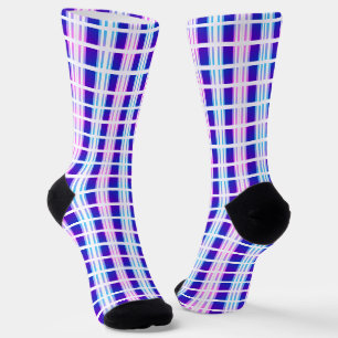 blaue und lila gestreifte elektrische Retro Socken