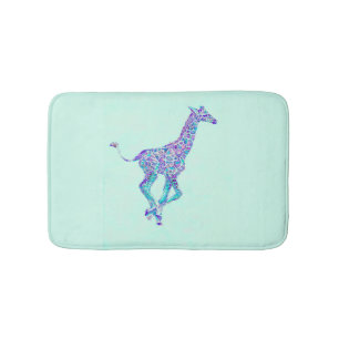 blaue und lila Giraffenbadmatte des Aqua Badematte