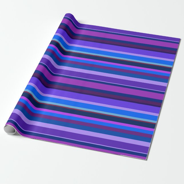 Blaue und lila horizontale Streifen Geschenkpapier (Ungerollt)