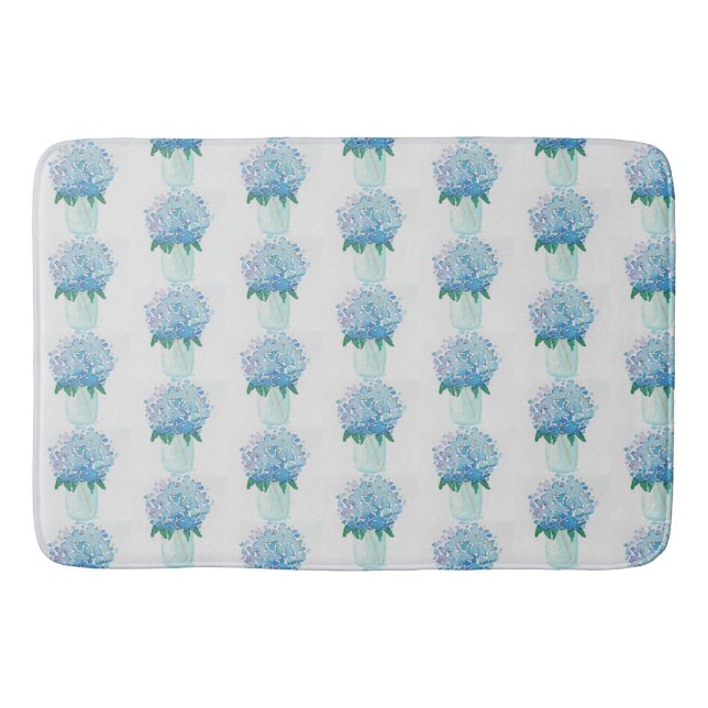 Blaue und Lila Hydrangea Badematte (Vorderseite)