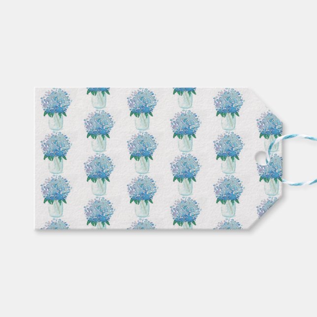 Blaue und Lila Hydrangea Geschenkanhänger (Vorderseite (Horizontal))