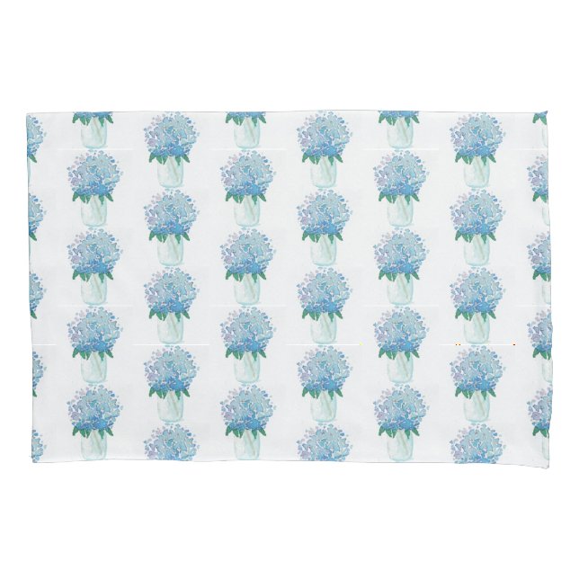 Blaue und Lila Hydrangea Kissenbezug (Vorderseite)