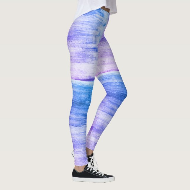 Blaue und Lila Künstlerische Wirbel Leggings (Rechts)