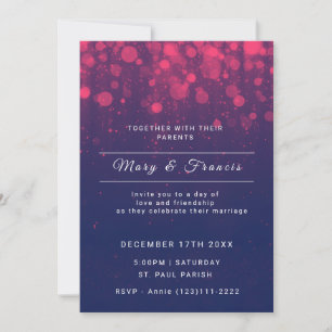 Blaue und Lila Lichter und Hochzeiten von Glitzer Einladung