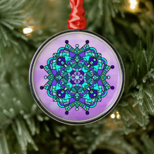 Blaue und Lila Mandala Keramik Ornament Aus Metall