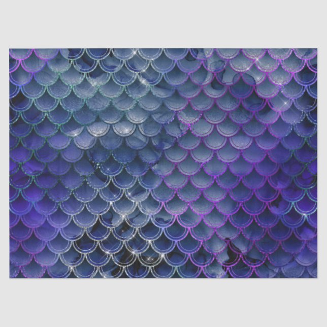 Blaue und Lila Mermaid-Skala Dekoupage Seidenpapier (Vorderseite)