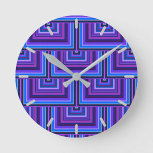 Blaue und lila Quadratzwaagen Runde Wanduhr