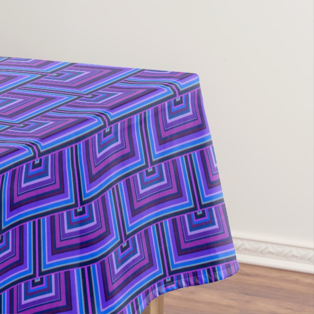 Blaue und lila Quadratzwaagen Tischdecke (Beispiel)